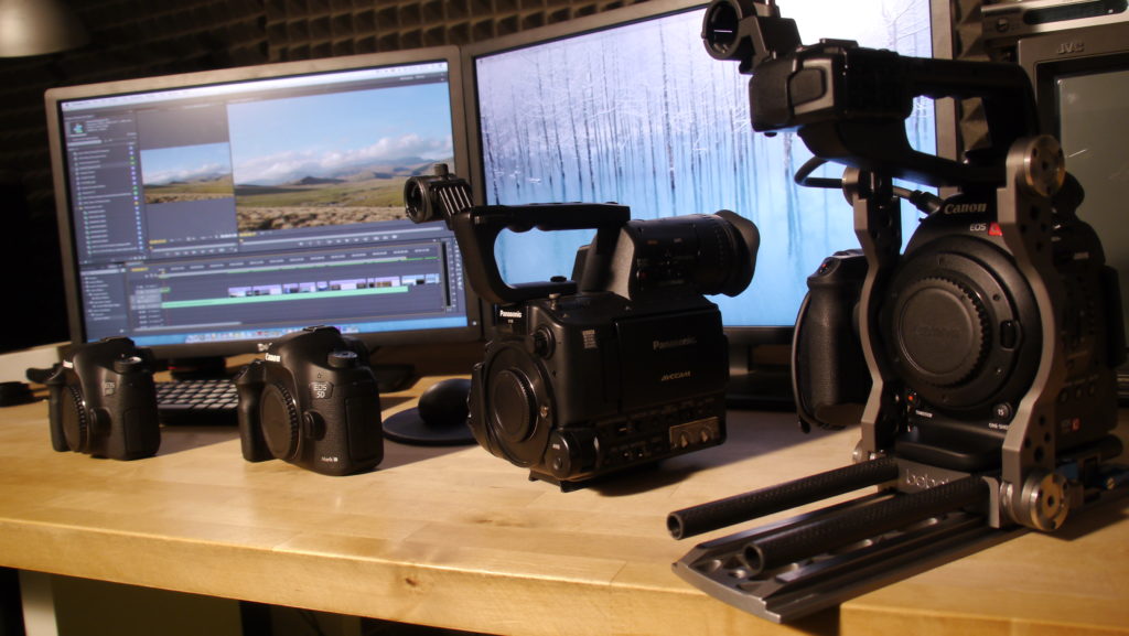 Dimension comparison. Canon C100 uses a rig